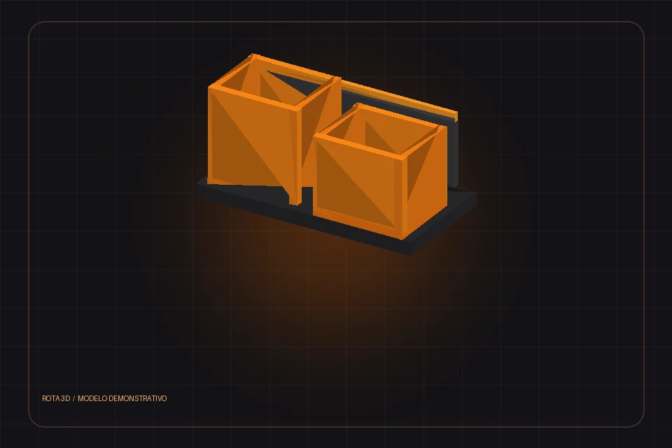 Prévia do organizador 3D laranja